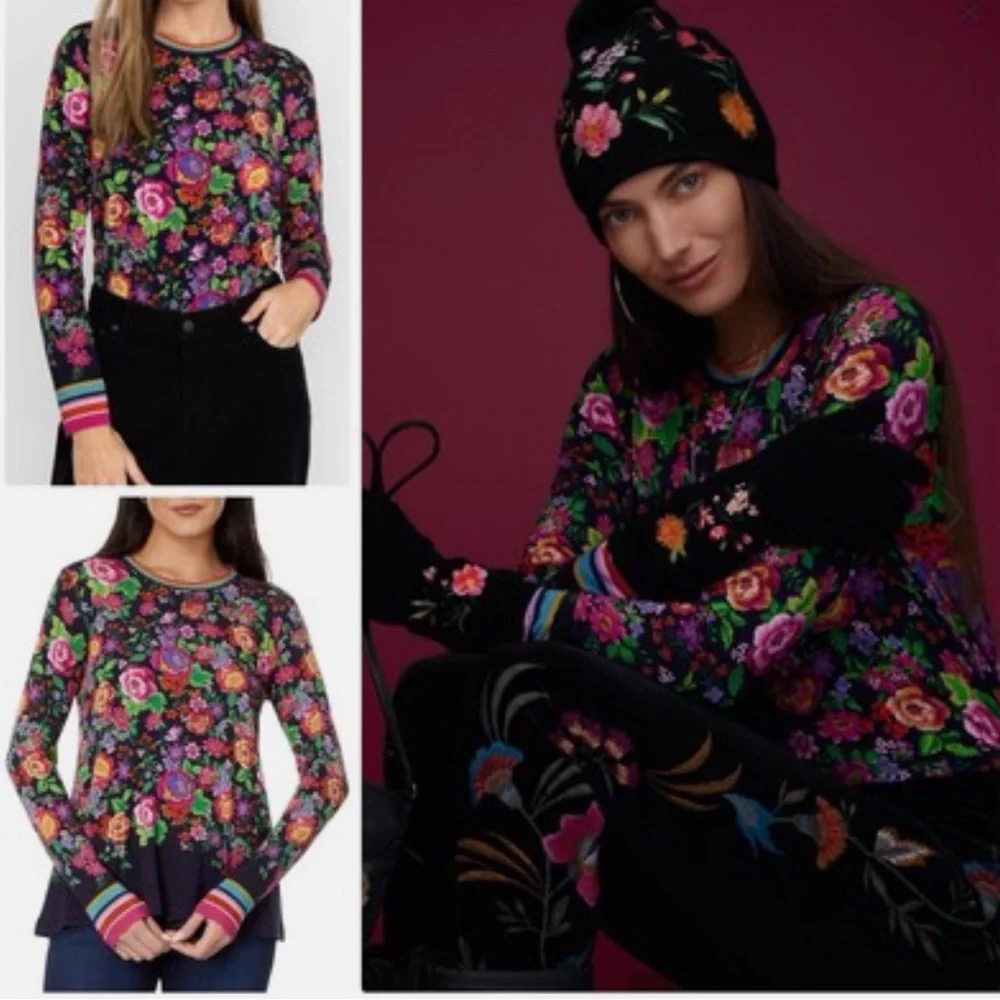 NWT Johnny Was “The Jane” Favorite Long Sleeve Crew Neck Swing Tee - XXS - Picture 2 of 7